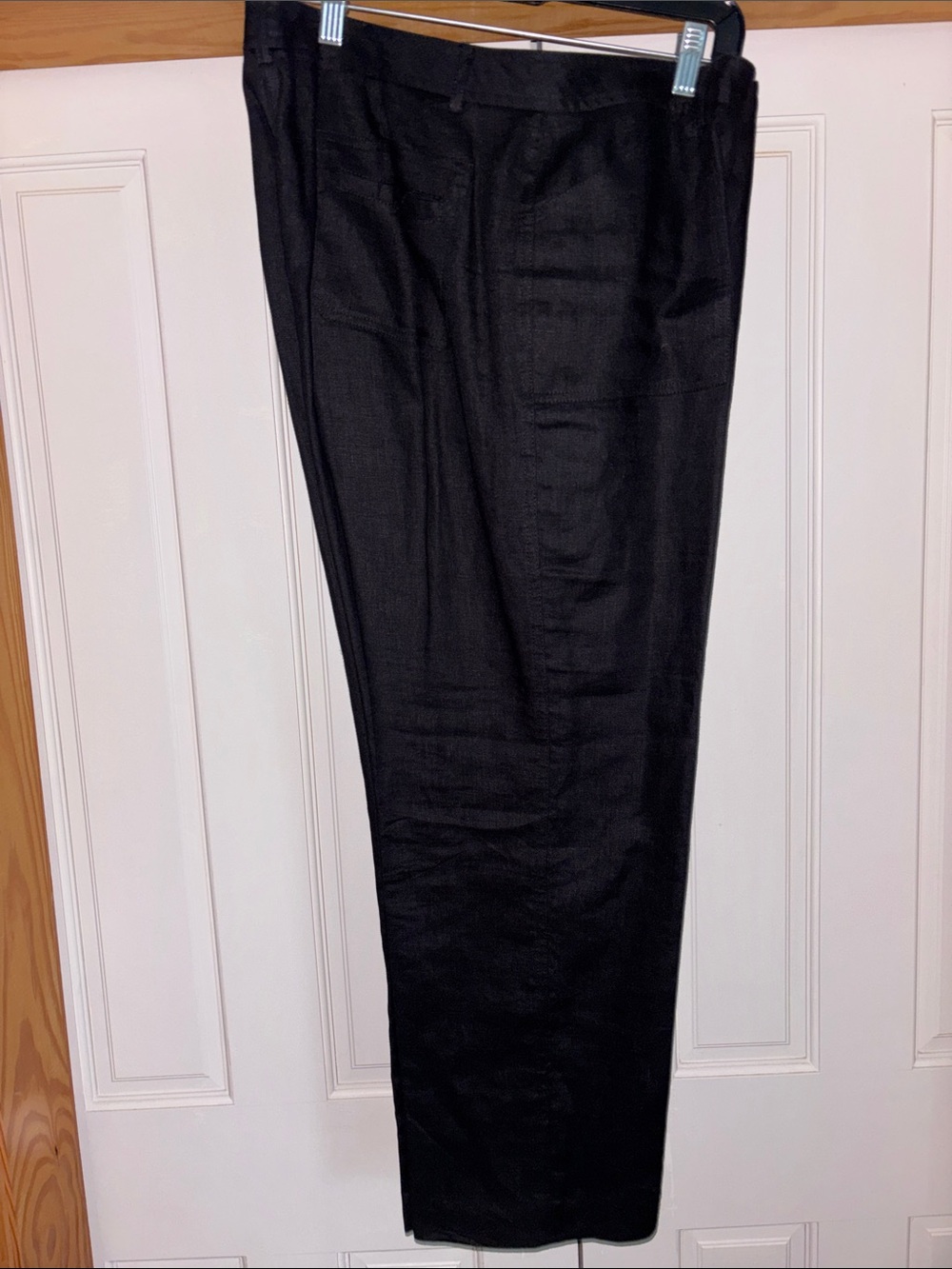Elliott Lauren Black Tailored Straight-Leg Linen Trousers Size 14